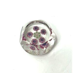 Vintage Glass Perthshire Paperweight PP14 1977 "I" Millefiori Flowers Star Base